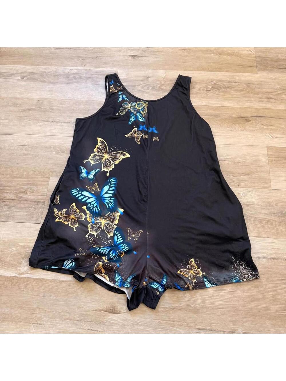 Emery Rose Black Romper With Butterflies Women's 3XL Plus Size